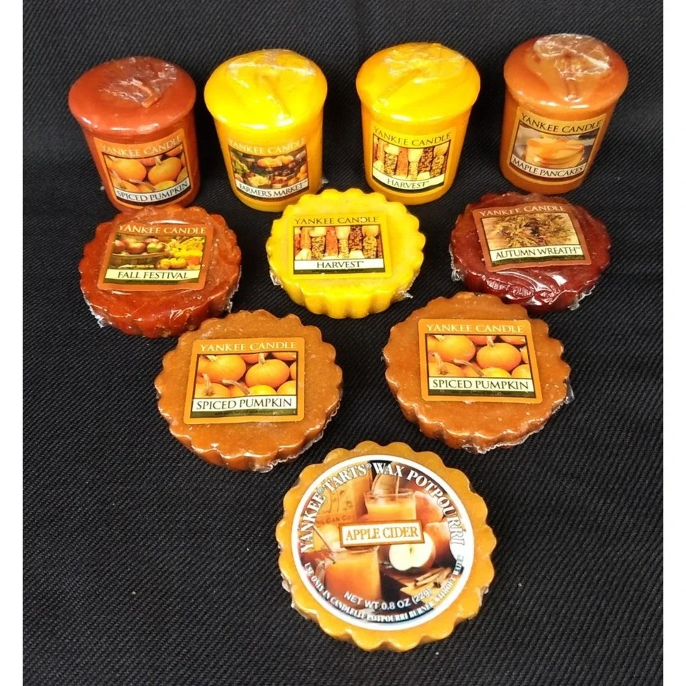10 Yankee Candle Tarts Wax Melts & Votives Autumn Fall Maple Farmers Retired NOS